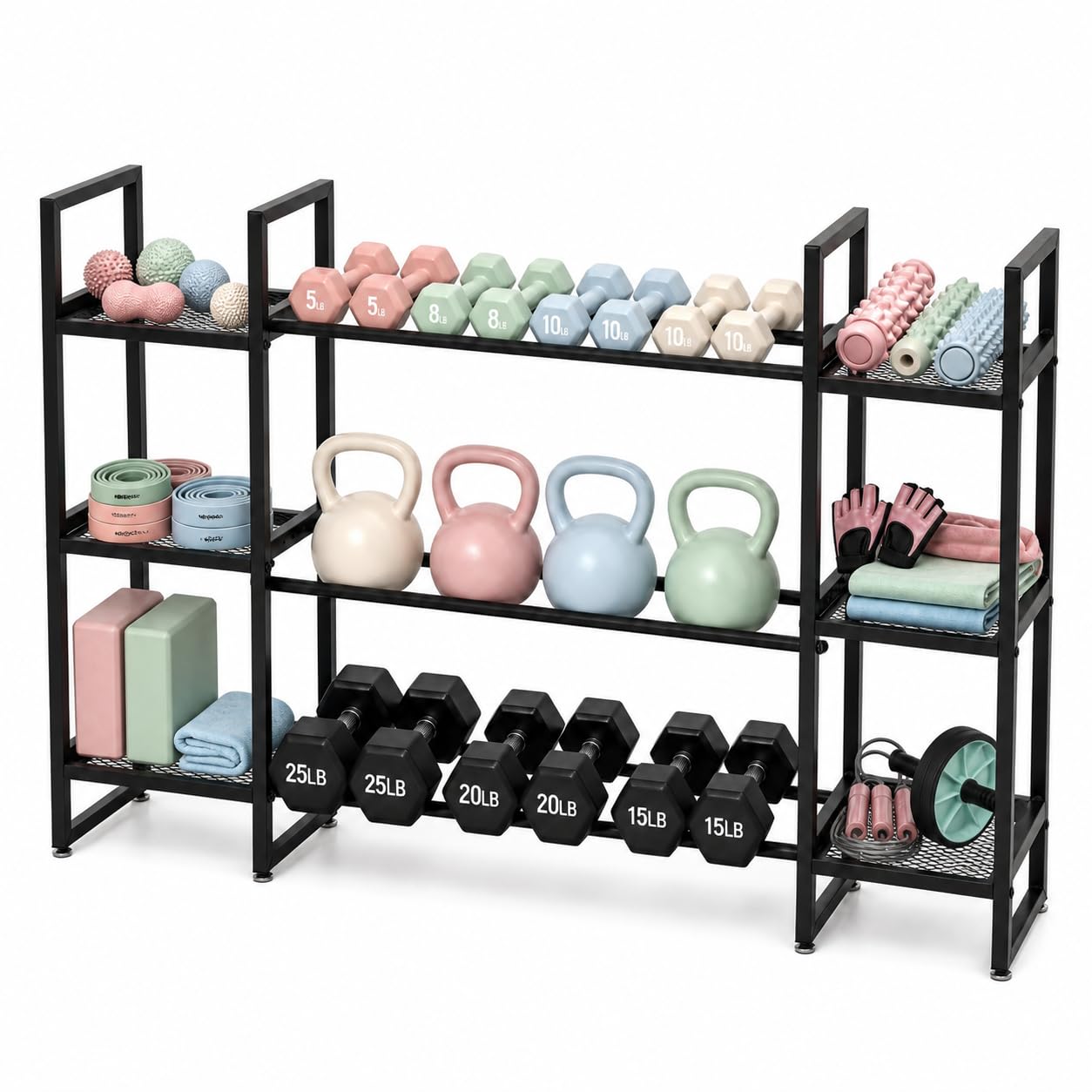 All In One Gym Home Equipment - 3 Katmanlı Dambıl Rafı, Katman Başına