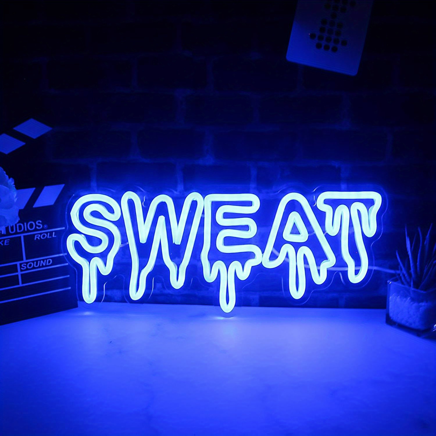 Home Gym Neon Sign - Mavi LED Neon Tabela, Damlama Efektli