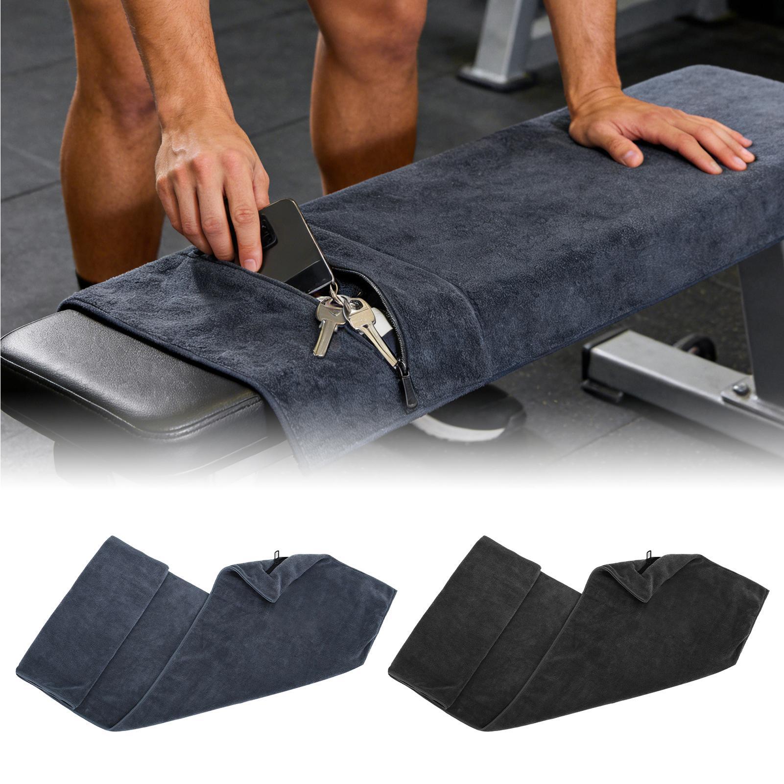 Home Gym Routine - Fermuarlı cepli mikrofiber spor havluları, Yoga,