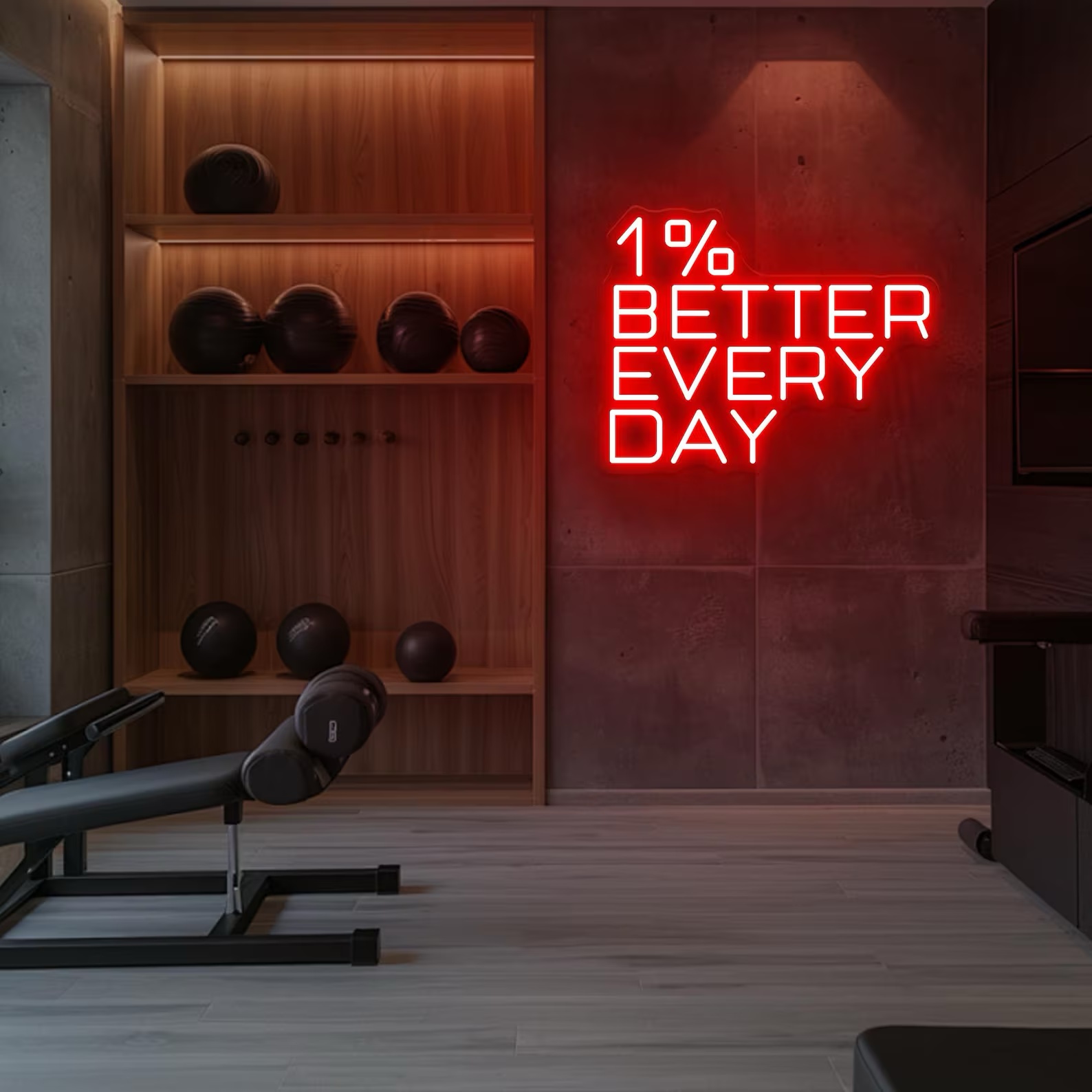 Home Gym Neon Sign - Her Gün %1 Daha İyi Olun